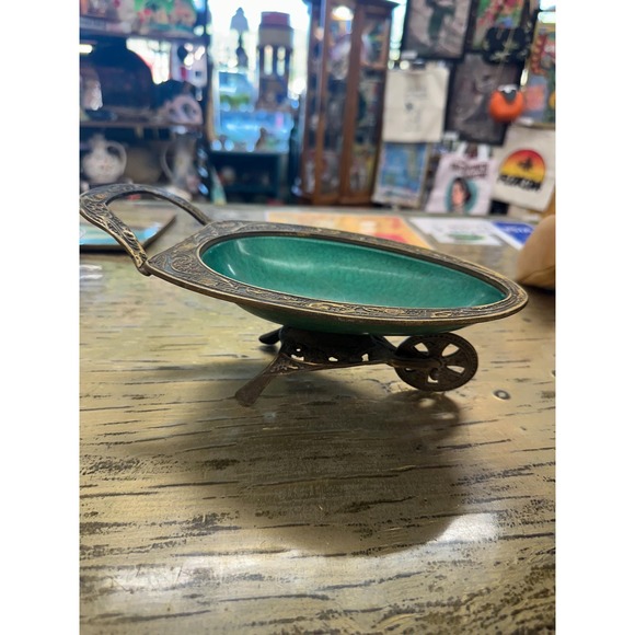 Vintage Jerusalem Brass Hand Painted Candy Cart